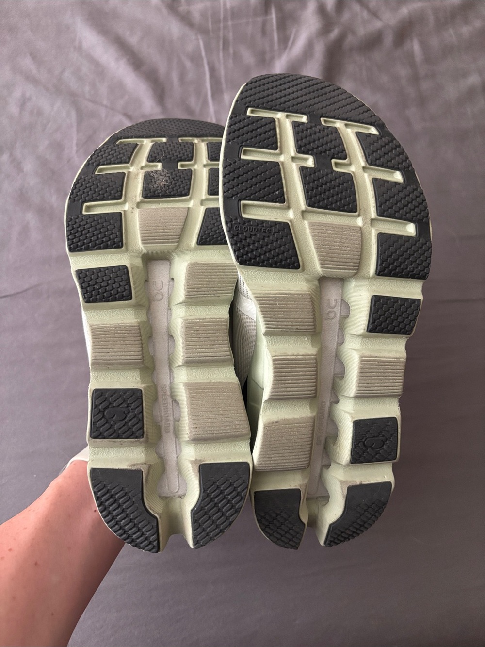 On Running Women's Running Sneakers in White and Green - Picture 4 of 5